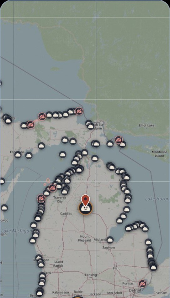 every rock beach in Michigan on one map