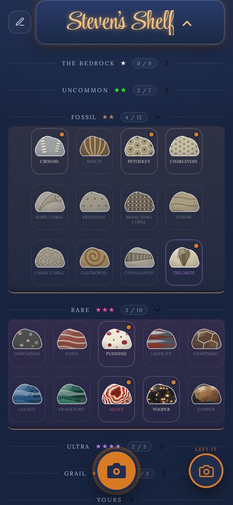 the shelf · all 42 michigan stones and fossils, by rarity